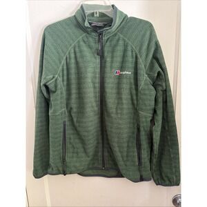 Berghaus Fleece Mens Medium Green Full Zip Jumper Hiking Walk Sweater Outdoor*